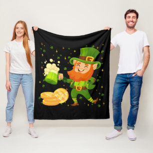 Leprechaun Drinking Beer St. Patrick's Day Fleece Blanket