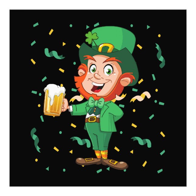 Leprechaun Drinking Beer St. Patrick's Day Photo Print (Front)