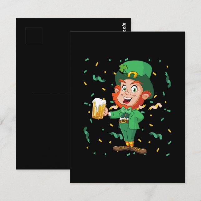Leprechaun Drinking Beer St. Patrick's Day Postcard (Front/Back)