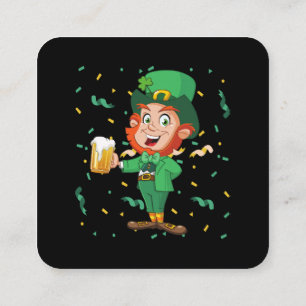 Leprechaun Drinking Beer St. Patrick's Day Square Business Card