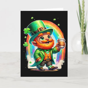 Leprechaun Drinking Coffee Irish St Patrick's Day Card