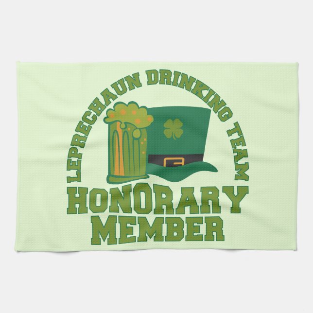 Leprechaun Drinking Team kitchen towel (Horizontal)