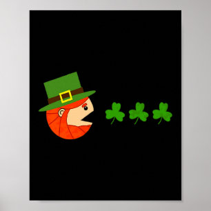 Leprechaun Eating Shamrocks Funny St Patrick Day V Poster