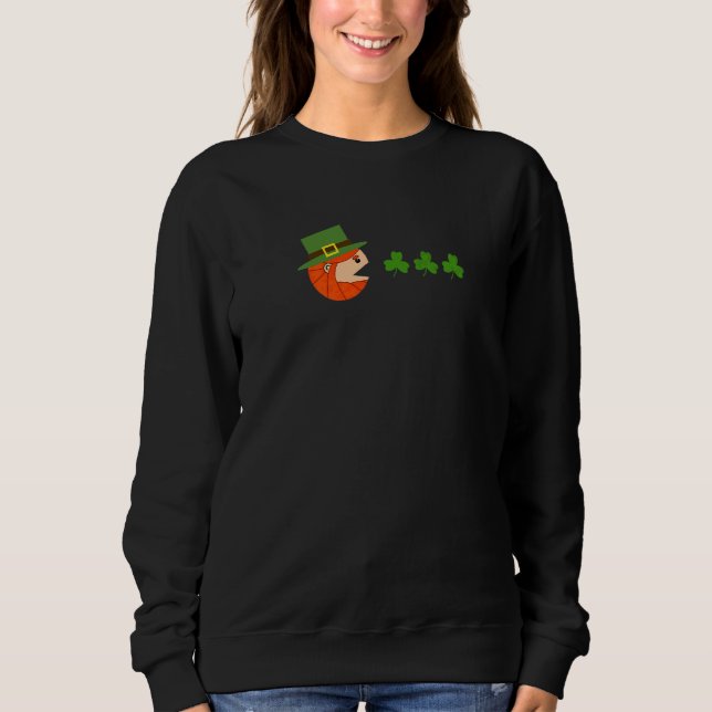 Leprechaun Eating Shamrocks Funny St Patrick Day V Sweatshirt (Front)
