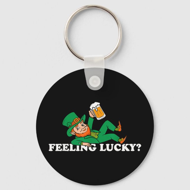 Leprechaun feeling lucky st patrick's day  key ring (Front)
