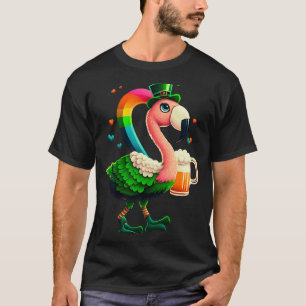 Leprechaun Flamingo Beer Irish Flamingo St Patrick T-Shirt