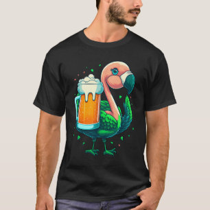Leprechaun Flamingo Beer Irish Flamingo St Patrick T-Shirt