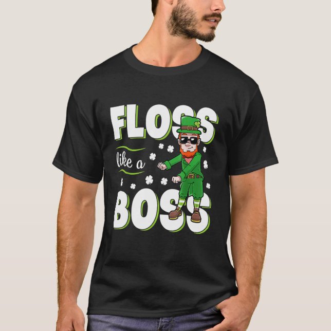 Leprechaun Floss Like A Boss St Patricks Day Boys  T-Shirt (Front)