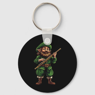 Leprechaun Flute Funny St. Patricks Day Irish Musi Key Ring