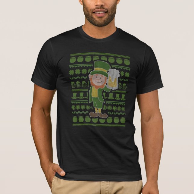 Leprechaun  For St Paddys Day Beer I Ugly Sweater (Front)