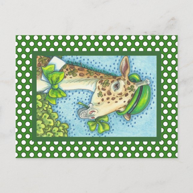 LEPRECHAUN GIRAFFE, ST. PATRICK'S DAY POSTCARD (Front)