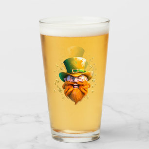 Leprechaun gnome face gold coins Patrick's day Glass