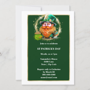 Leprechaun gnome pot of gold Irish luck Invitation