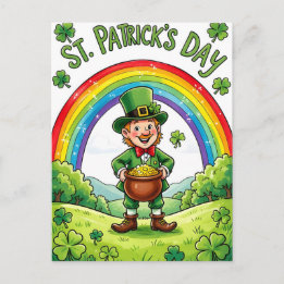 Leprechaun Gnome St. Patrick's Day Shamrock Postcard
