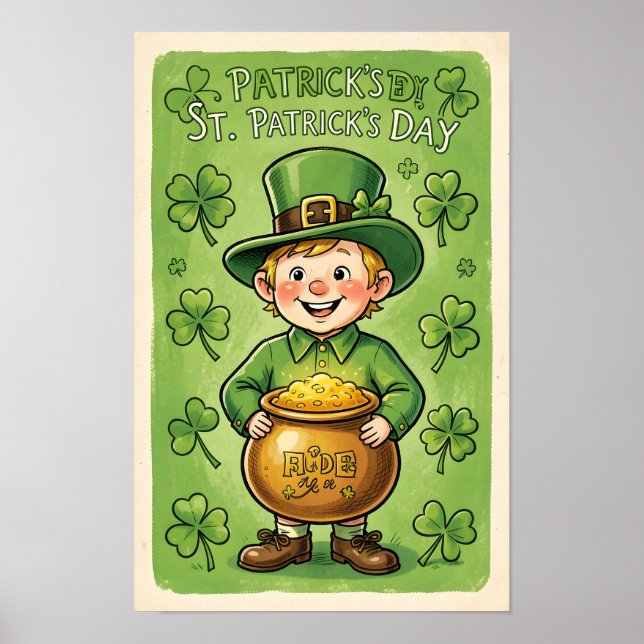 Leprechaun Gnome St. Patrick's Day Shamrock Poster (Front)