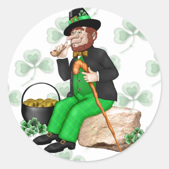 Leprechaun Gold Classic Round Sticker (Front)
