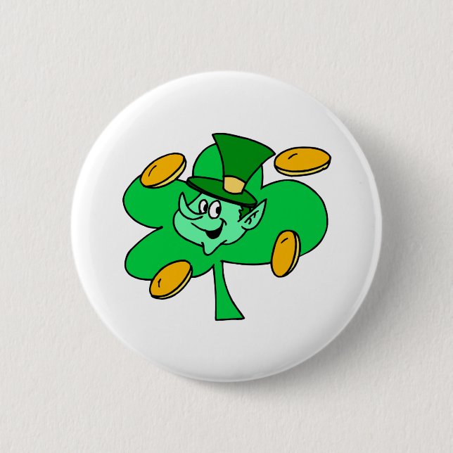 Leprechaun Gold Coins 6 Cm Round Badge (Front)