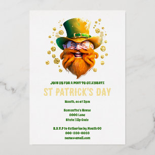 Leprechaun gold foil Irish elf face St. Patrick's
