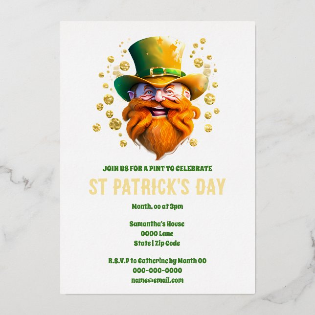Leprechaun gold foil Irish elf face St. Patrick's  (Front)