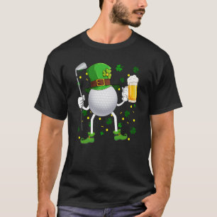 Leprechaun Golf Ball With Stick & Glass Of Beer Pa T-Shirt