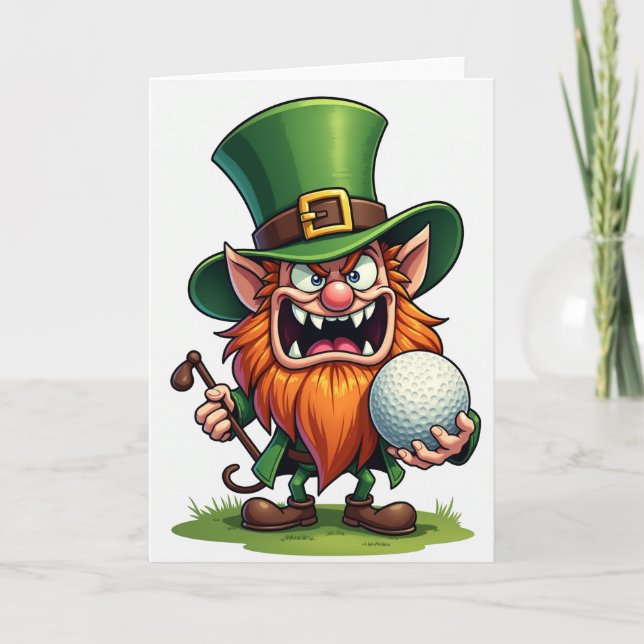 Leprechaun Golf Fun Card (Front)