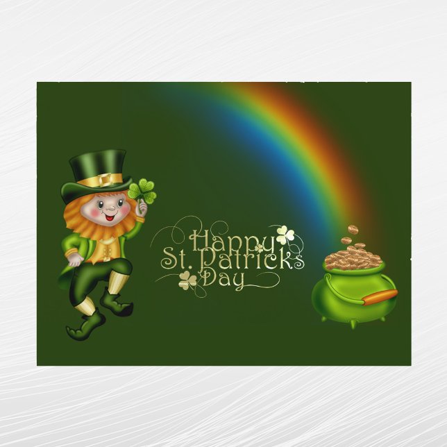  Leprechaun Green Pot Gold Rainbow St Patricks Day Holiday Postcard (Creator Uploaded)