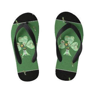 Leprechaun "Happy St. Patrick's Day"   Kid's Flip Flops