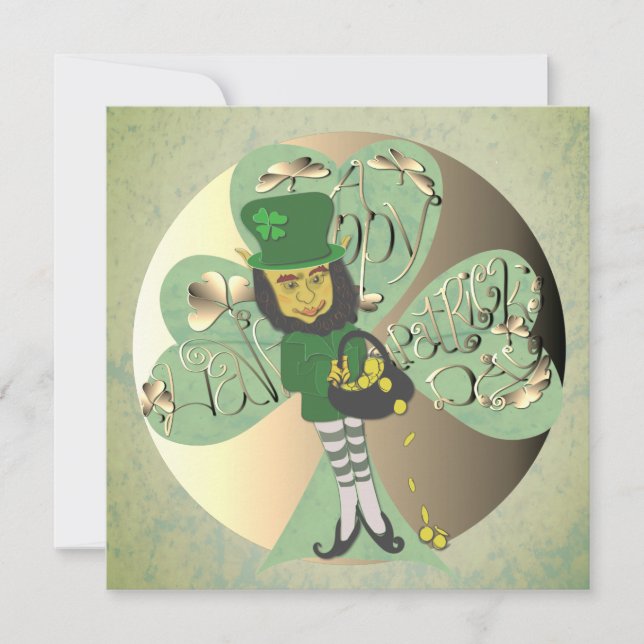 Leprechaun "Happy St. Patrick's Day" Thank You Card (Front)