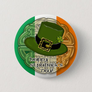 leprechaun hat 6 cm round badge