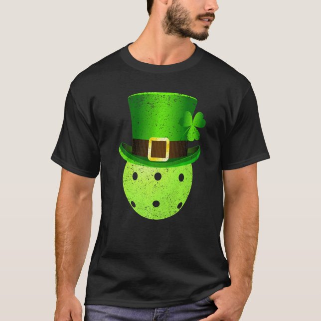 Leprechaun Hat Lucky Pickleball St Patricks Day T-Shirt (Front)