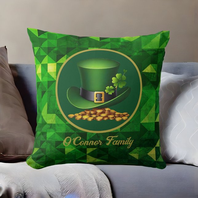 Leprechaun Hat of Gold Irish-themed Throw Pillow (Leprechaun Hat of Gold Irish-themed Throw Pillow)