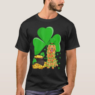 Leprechaun Hat Shamrock Golden Retriever St. Patri T-Shirt