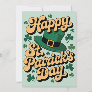 Leprechaun Hat& Shamrocks Happy St. Patrick's Day  Invitation