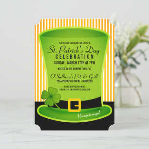 Leprechaun Hat St. Patricks Day Party Invitations