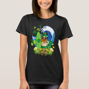 Leprechaun Hawaiian Surfing Shamrock St Patricks D T-Shirt
