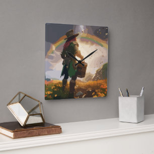 Leprechaun Hideaway Square Wall Clock