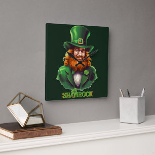 Leprechaun Hideaway Square Wall Clock