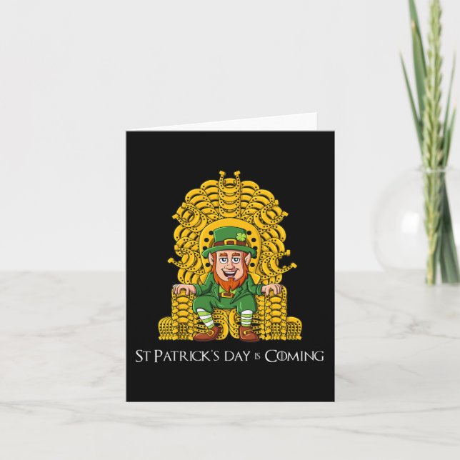 Leprechaun Horse Shoe Throne St Patricks Day Boys  Card (Front)