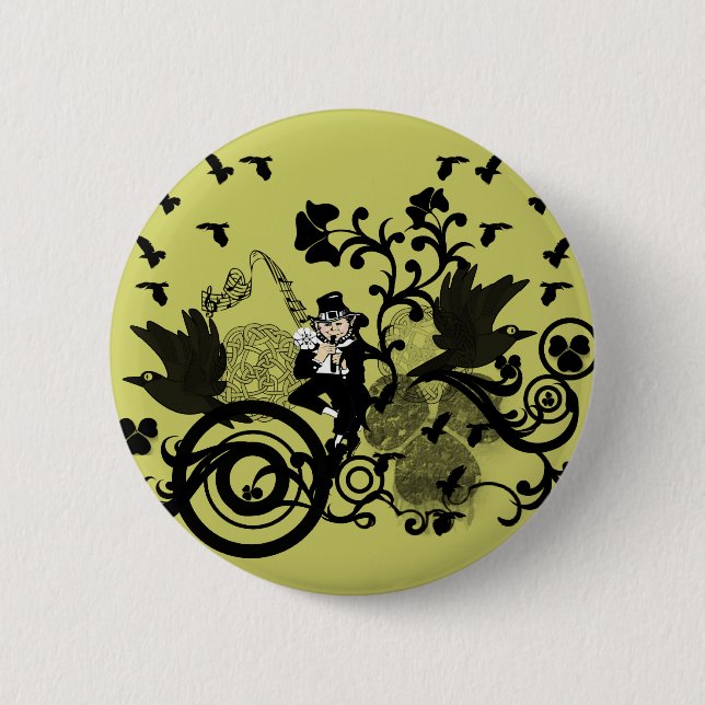 Leprechaun in Black 6 Cm Round Badge (Front)