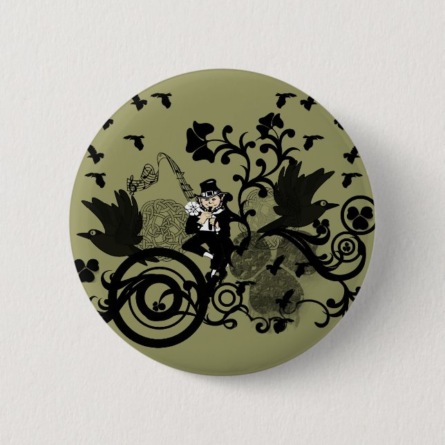 Leprechaun in Black 6 Cm Round Badge (Front)