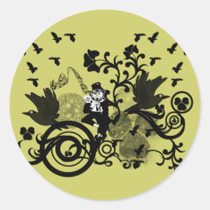 Leprechaun in Black Classic Round Sticker