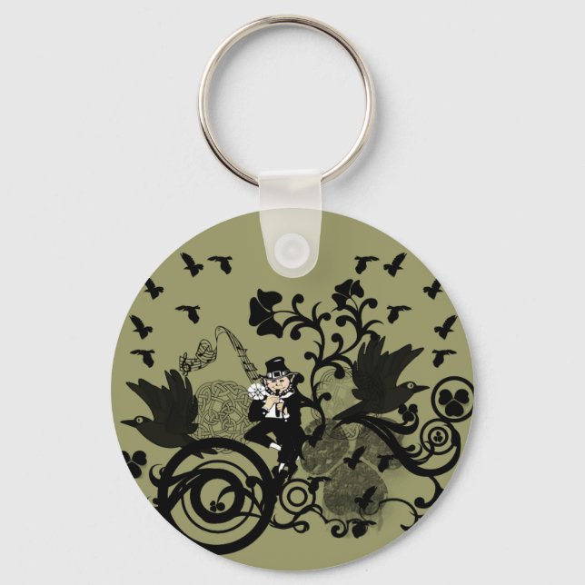 Leprechaun in Black Key Ring (Front)
