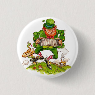 Leprechaun in Green, Happy Saint Patrick's Day 3 Cm Round Badge