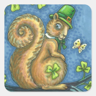 LEPRECHAUN IRISH SQUIRREL, LUCKY STICKERS Sheet