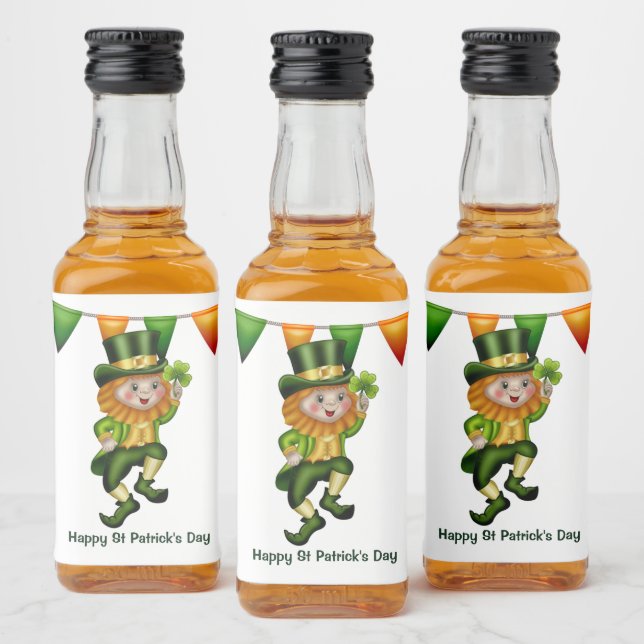 Leprechaun Irish whiskey St Patrick's Day party Liquor Bottle Label (Bottles)