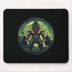 Leprechaun Lifting Weights Bodybuilding Gym St Pat Mouse Mat