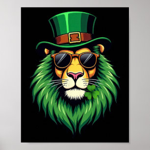 Leprechaun Lion St. Patrick's Day Irish Shamrock L Poster