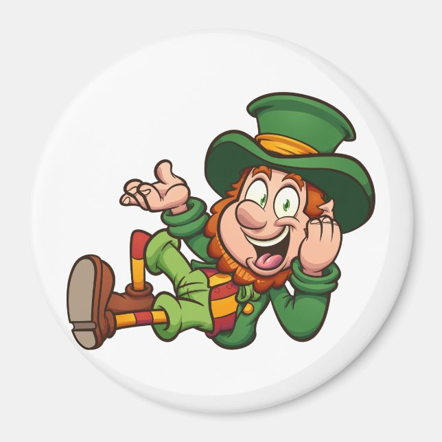 leprechaun lying down cartoon magnet (Front)