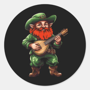 Leprechaun Mandolins Funny St. Patricks Day Irish  Classic Round Sticker