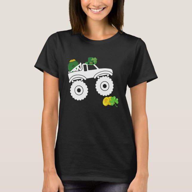 Leprechaun Monster Truck Shamrock St Patrick Day B T-Shirt (Front)